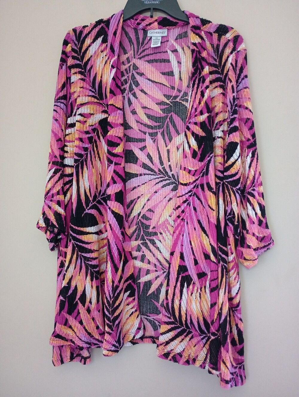 Catherine's Tropical Print Open Front Cardigan Size 2X